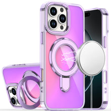 For iPhone 16 PRO MAX Case Radiant Chrome Magnetic Circle Stand + Tempered Glass