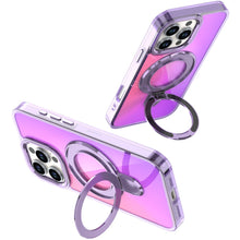 For iPhone 16 PRO MAX Case Radiant Chrome Magnetic Circle Stand + Tempered Glass