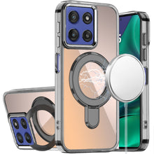 For Moto G Stylus 2025 Case Radiant Chrome Magnetic Circle Stand +Tempered Glass