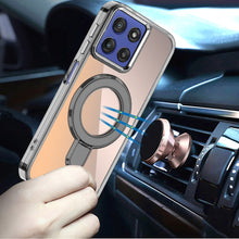 For Moto G Stylus 2025 Case Radiant Chrome Magnetic Circle Stand +Tempered Glass