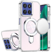 For Moto G Stylus 2025 Case Radiant Chrome Magnetic Circle Stand +Tempered Glass