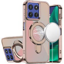 For Moto G Stylus 2025 Case Radiant Chrome Magnetic Circle Stand +Tempered Glass