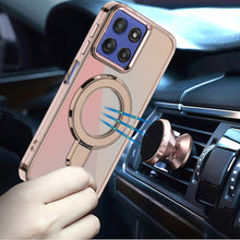 For Moto G Stylus 2025 Case Radiant Chrome Magnetic Circle Stand +Tempered Glass