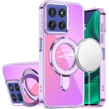 For Moto G Stylus 2025 Case Radiant Chrome Magnetic Circle Stand +Tempered Glass