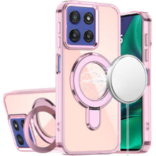 For Moto G Stylus 2025 Case Radiant Chrome Magnetic Circle Stand +Tempered Glass