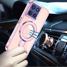 For Moto G Stylus 2025 Case Radiant Chrome Magnetic Circle Stand +Tempered Glass