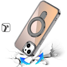 For iPhone 15 Case Radiant Chrome Magnetic Circle Stand Cover + 2 Tempered Glass
