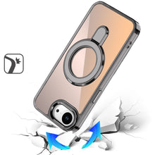 For iPhone 16e Case Radiant Chrome Cover Magnetic Circle Stand + Tempered Glass