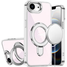 For iPhone 16e Case Radiant Chrome Cover Magnetic Circle Stand + Tempered Glass