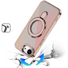 For iPhone 16e Case Radiant Chrome Cover Magnetic Circle Stand + Tempered Glass