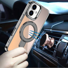 For iPhone 17 Case Radiant Chrome with Magnetic Circle Stand + Tempered Glass