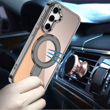 For Samsung S25 FE Case Radiant Chrome Magnetic Circle Stand + Tempered Glass