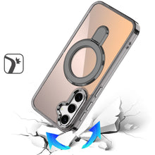 For Samsung S25 FE Case Radiant Chrome Magnetic Circle Stand + Tempered Glass