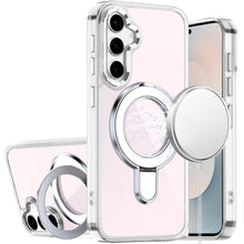 For Samsung S25 FE Case Radiant Chrome Magnetic Circle Stand + Tempered Glass