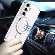 For Samsung S25 FE Case Radiant Chrome Magnetic Circle Stand + Tempered Glass