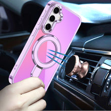 For Samsung S25 FE Case Radiant Chrome Magnetic Circle Stand + Tempered Glass