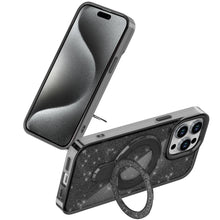 For iPhone 15 Pro Max Case Translucent Glitter Magnetic Circle +2 Tempered Glass