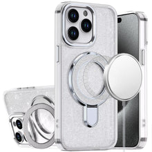 For iPhone 15 Pro Max Case Translucent Glitter Magnetic Circle +2 Tempered Glass