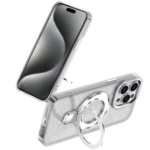 For iPhone 15 Pro Max Case Translucent Glitter Magnetic Circle +2 Tempered Glass