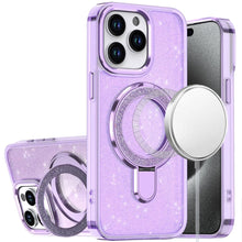 For iPhone 15 Pro Max Case Translucent Glitter Magnetic Circle +2 Tempered Glass