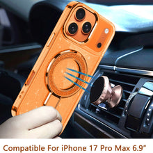 For iPhone 17 Pro Max Case Full Glitter w/ Magnetic Circle Stand +Tempered Glass