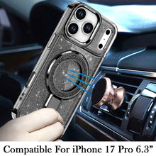 For iPhone 17 PRO Case Full Glitter with Magnetic Circle Stand + Tempered Glass
