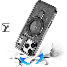 For iPhone 17 PRO Case Full Glitter with Magnetic Circle Stand + Tempered Glass