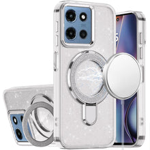 For Moto G 2025 Case Translucent Full Glitter Magnetic Circle + Tempered Glass