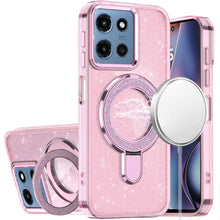 For Moto G 2025 Case Translucent Full Glitter Magnetic Circle + Tempered Glass