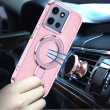 For Moto G 2025 Case Translucent Full Glitter Magnetic Circle + Tempered Glass