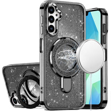 For Samsung A16 5G Case Translucent Full Glitter Magnetic Circle +Tempered Glass