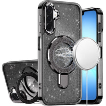 For Samsung A17 5G Case Translucent Full Glitter Magnetic Circle +Tempered Glass
