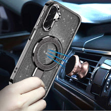 For Samsung A17 5G Case Translucent Full Glitter Magnetic Circle +Tempered Glass