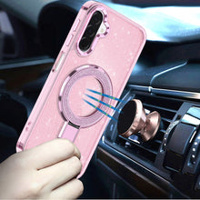 For Samsung A17 5G Case Translucent Full Glitter Magnetic Circle +Tempered Glass