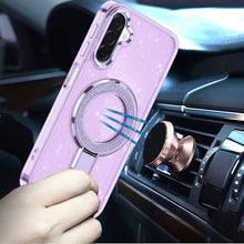 For Samsung A17 5G Case Translucent Full Glitter Magnetic Circle +Tempered Glass