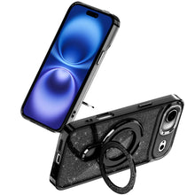 For iPhone Air Case Full Glitter Cover w/ Magnetic Circle Stand + Tempered Glass