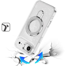 For iPhone Air Case Full Glitter Cover w/ Magnetic Circle Stand + Tempered Glass