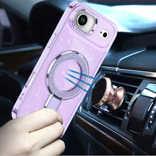 For iPhone Air Case Full Glitter Cover w/ Magnetic Circle Stand + Tempered Glass