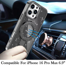 For iPhone 16 PRO MAX Case Translucent Glitter Magnetic Circle + Tempered Glass