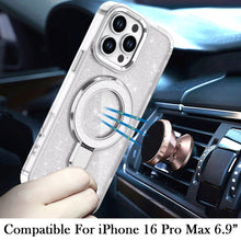 For iPhone 16 PRO MAX Case Translucent Glitter Magnetic Circle + Tempered Glass