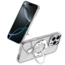 For iPhone 16 PRO MAX Case Translucent Glitter Magnetic Circle + Tempered Glass