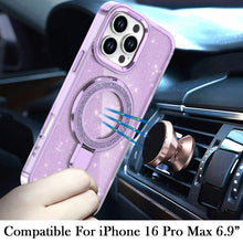 For iPhone 16 PRO MAX Case Translucent Glitter Magnetic Circle + Tempered Glass