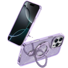 For iPhone 16 PRO MAX Case Translucent Glitter Magnetic Circle + Tempered Glass