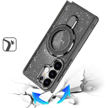For Samsung S25 Ultra Case Translucent Glitter Magnetic Circle + Tempered Glass