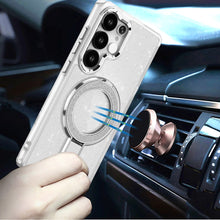 For Samsung S25 Ultra Case Translucent Glitter Magnetic Circle + Tempered Glass