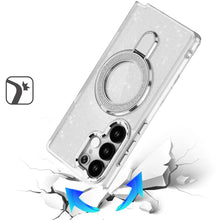 For Samsung S25 Ultra Case Translucent Glitter Magnetic Circle + Tempered Glass