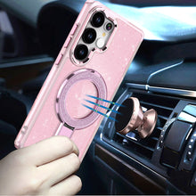 For Samsung S25 Ultra Case Translucent Glitter Magnetic Circle + Tempered Glass