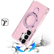 For Samsung S25 Ultra Case Translucent Glitter Magnetic Circle + Tempered Glass