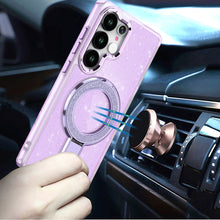 For Samsung S25 Ultra Case Translucent Glitter Magnetic Circle + Tempered Glass