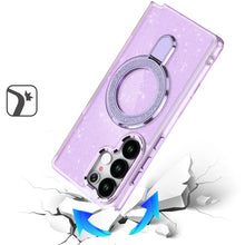 For Samsung S25 Ultra Case Translucent Glitter Magnetic Circle + Tempered Glass